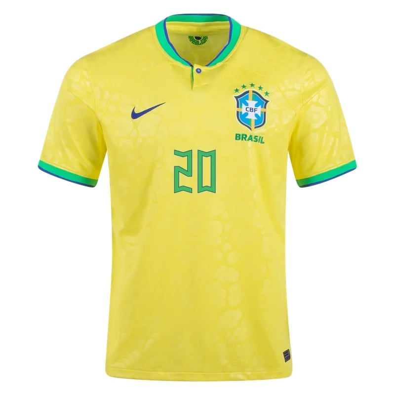 Vinicius Junior #20 Brasilien Home Jersey Weltmeister schaft 2022