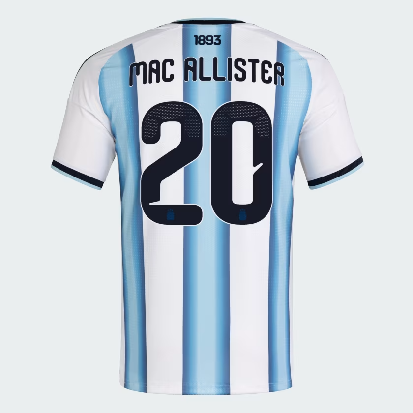 Kinder Argentinien 2026 Heim authentisches WM-Shirt MAC ALLISTER #20