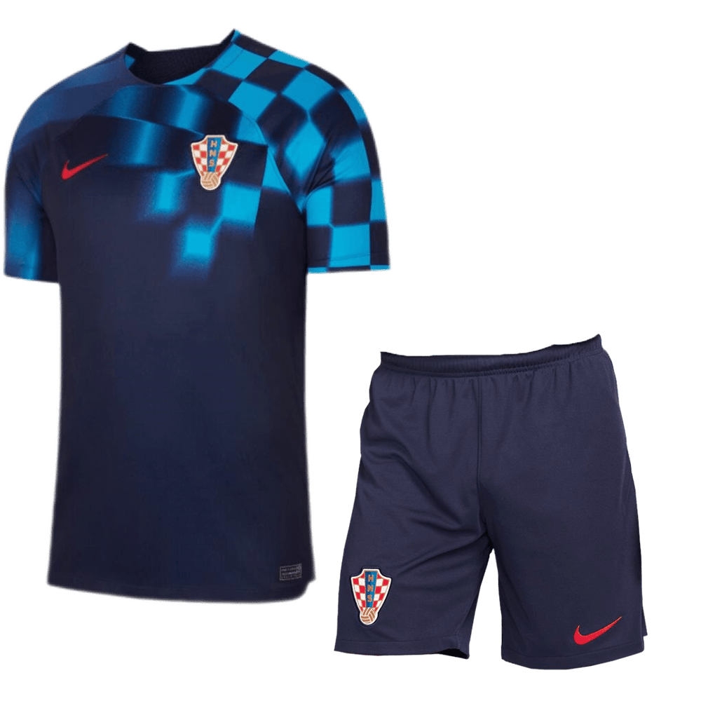 Kinder Kroatien Auswärts Jersey Shorts Weltmeister schaft 2022