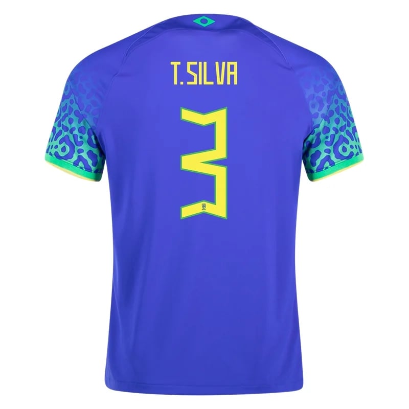 Thiago Silva #3 Brasilien Auswärts Jersey Weltmeister schaft 2022