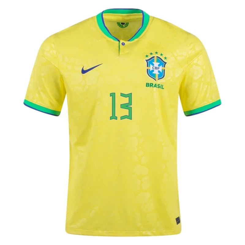 Dani Alves #13 Brasilien Home Jersey Weltmeister schaft 2022.
