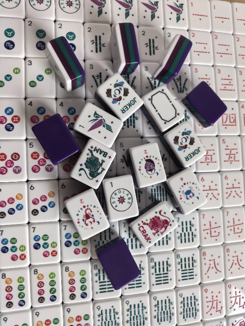 4-Layer Acrylic American Mahjong Tiles Set, Colorful Western Mahjong for Family Game Night
