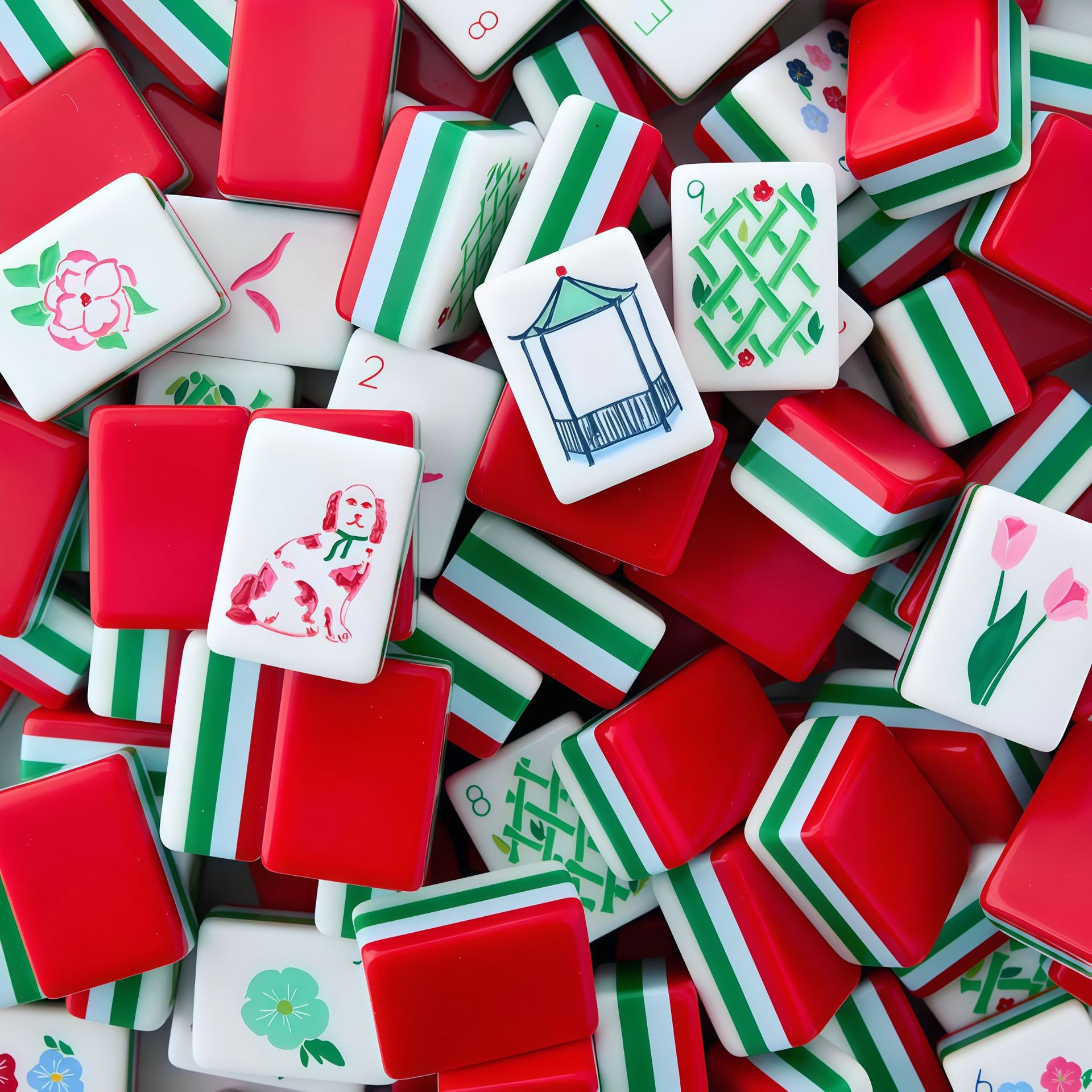 4-Layer Acrylic American Mahjong Tiles Set, Colorful Western Mahjong for Family Game Night