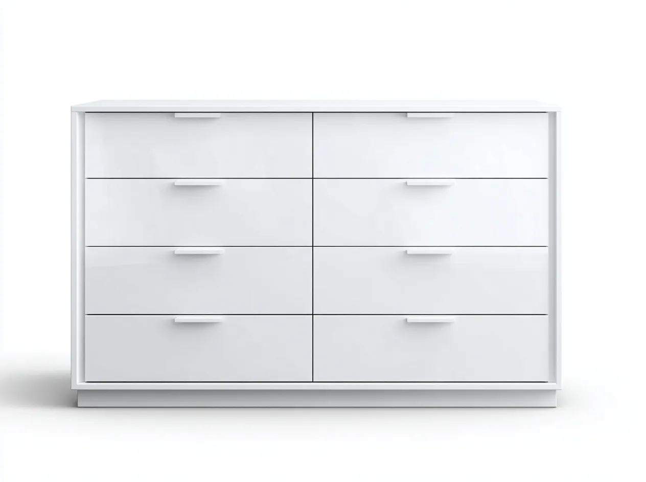 Kommode mit Schubladen - Holz-Metall - 150x45x82 cm - Weiß - Modernstil-Bamboomybay