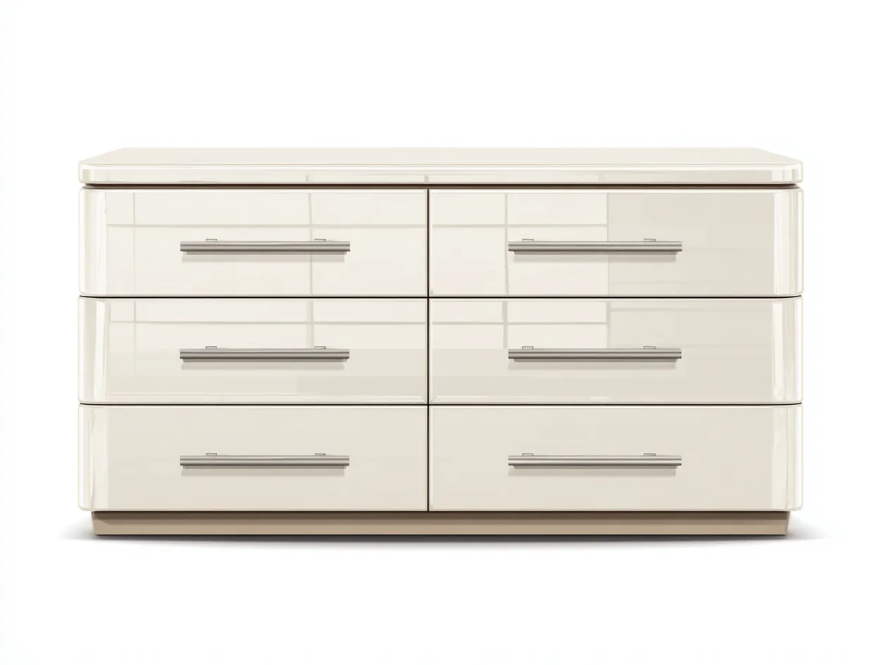 Kommode mit Schubladen-Holz-MDF-150x44x76 cm-Cremeweiß-Moderner Stil-Bamboomybay