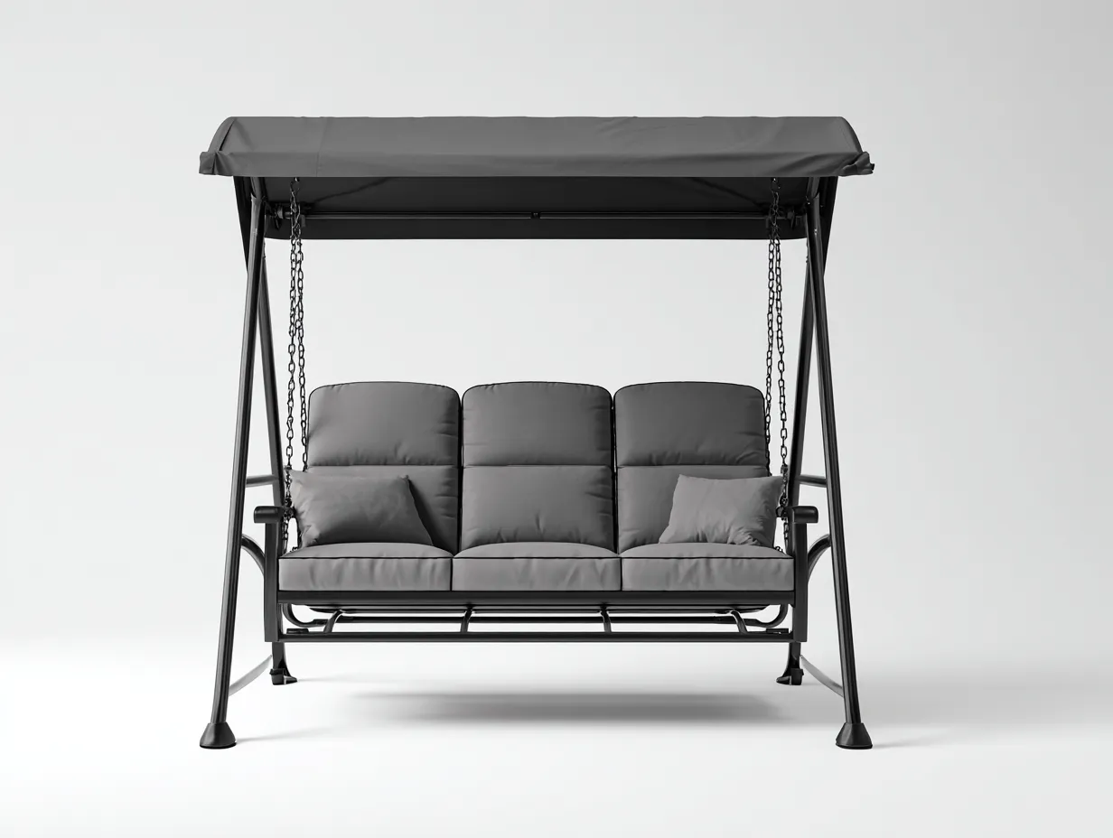 Gartenschaukeln - Metall-Polyester - 205x125x178 cm - Schwarz-Grau - Modernstil-Bamboomybay