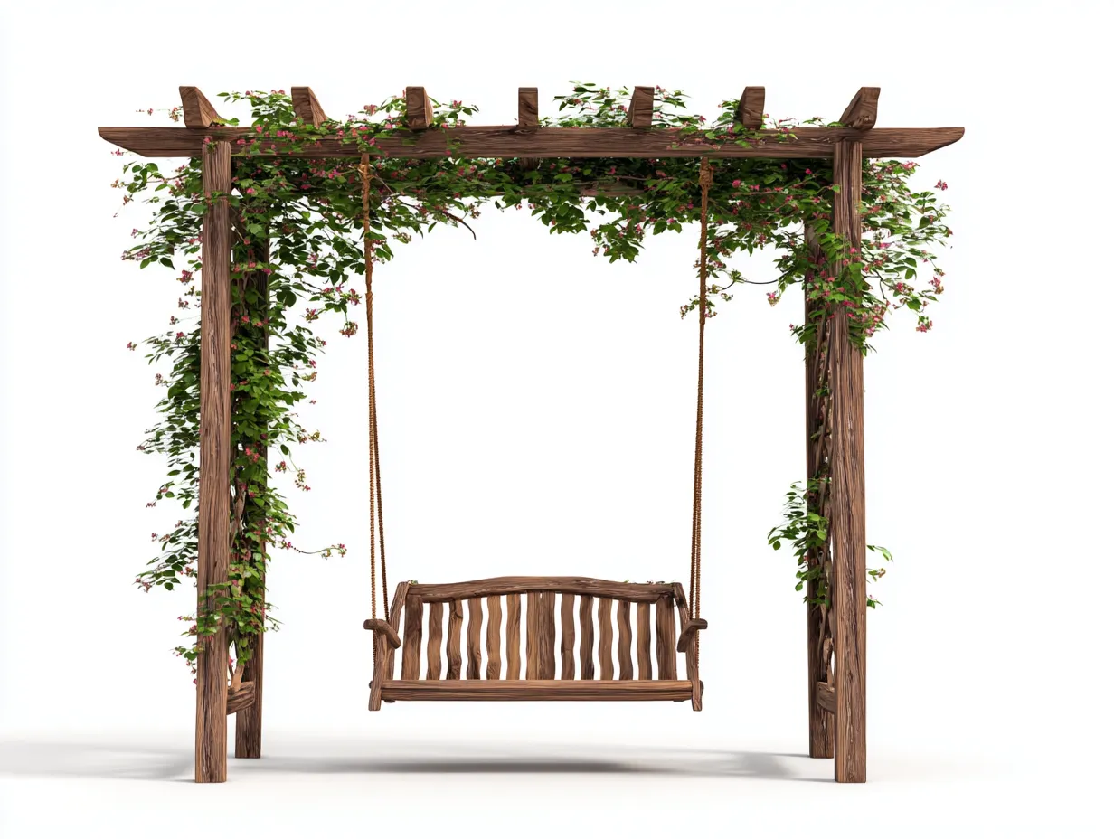 Gartenschaukeln - Holz-Metall - 248x138x224 cm - Braun - Naturstil-Bamboomybay