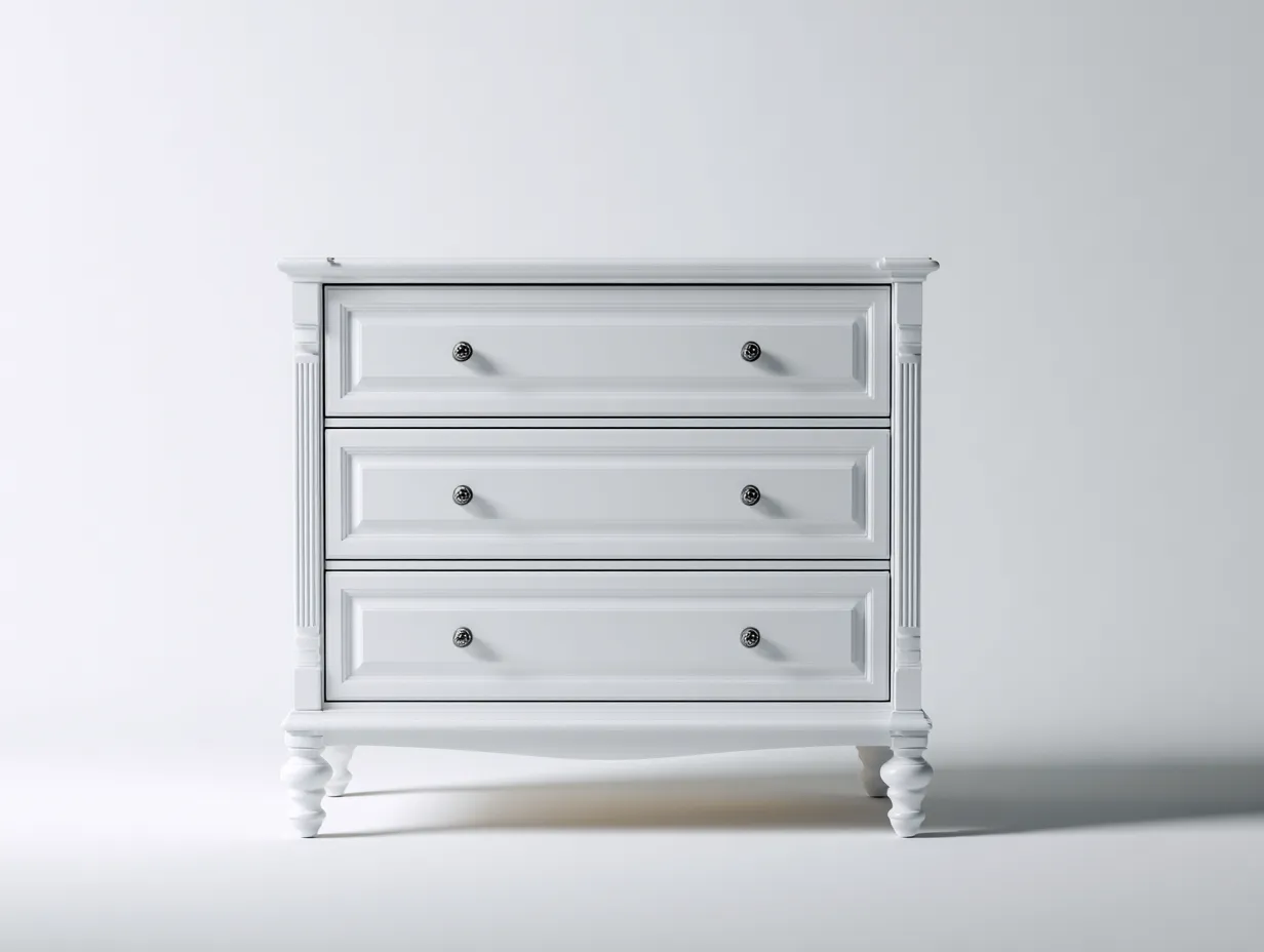 Kommode mit Schubladen - Holz-Metall - 96x45x92 cm - Weiß - Klassischer-Stil-Bamboomybay