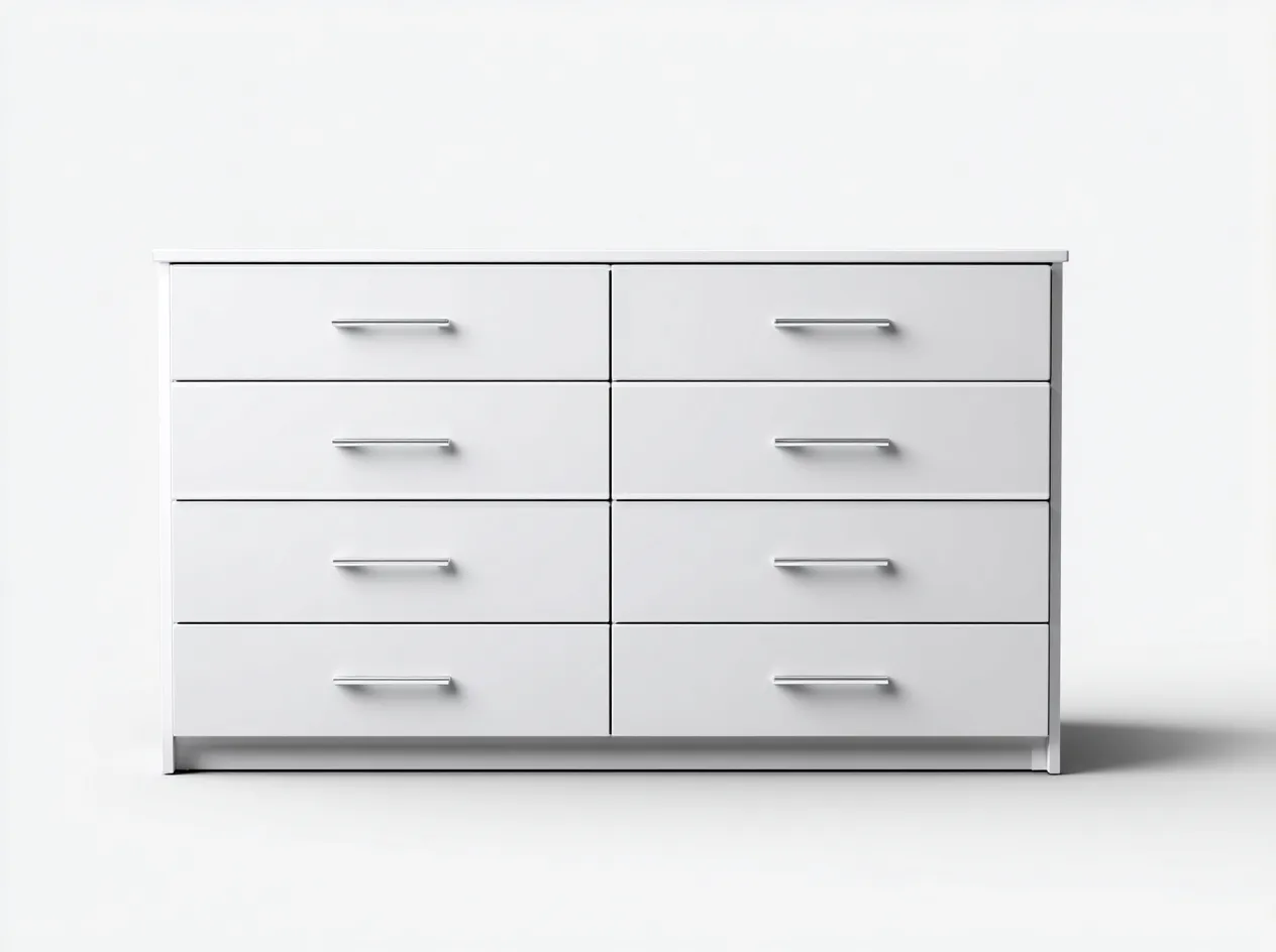 Kommode mit Schubladen - Holz-Metall - 140x45x80 cm - Weiß - Modernstil-Bamboomybay