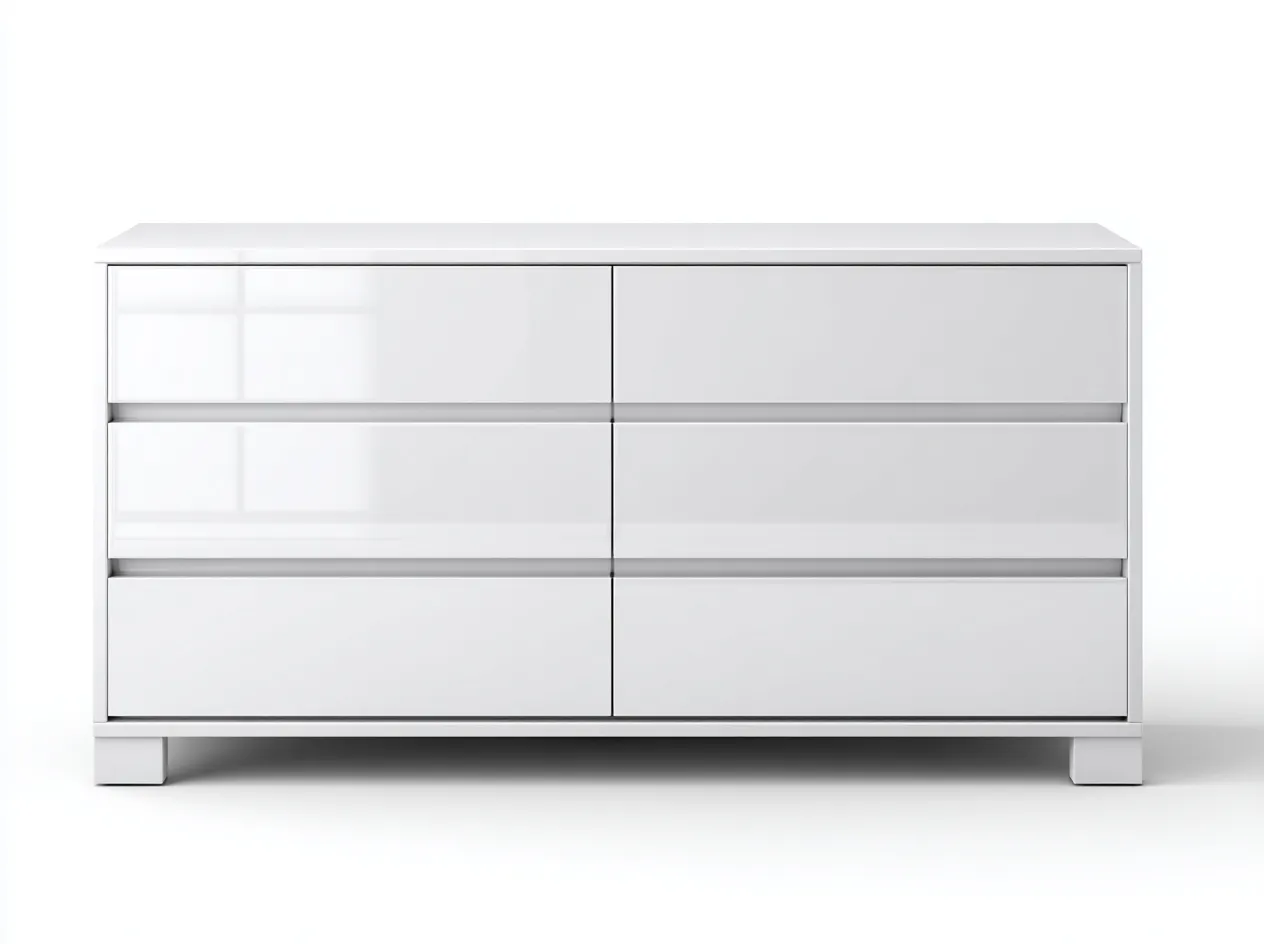 Kommode mit Schubladen - Holz-Metall - 160x46x78 cm - Weiß - Modernstil-Bamboomybay