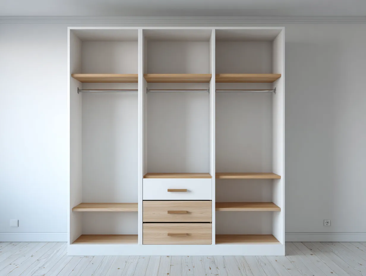 Kleiderschrank-Holz-Metall-200 x 60 x 210 cm-Weiß-Natur-Skandinavischer Stil-Casamyyard