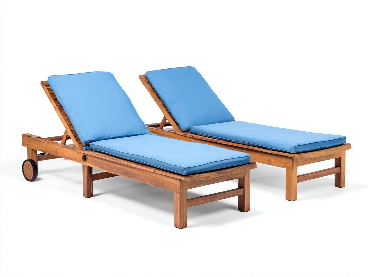 Sonnenliege-Holz-Stoff-200 x 68 x 92 cm-Blau-Natur-Moderner Outdoor-Stil-Casamyyard