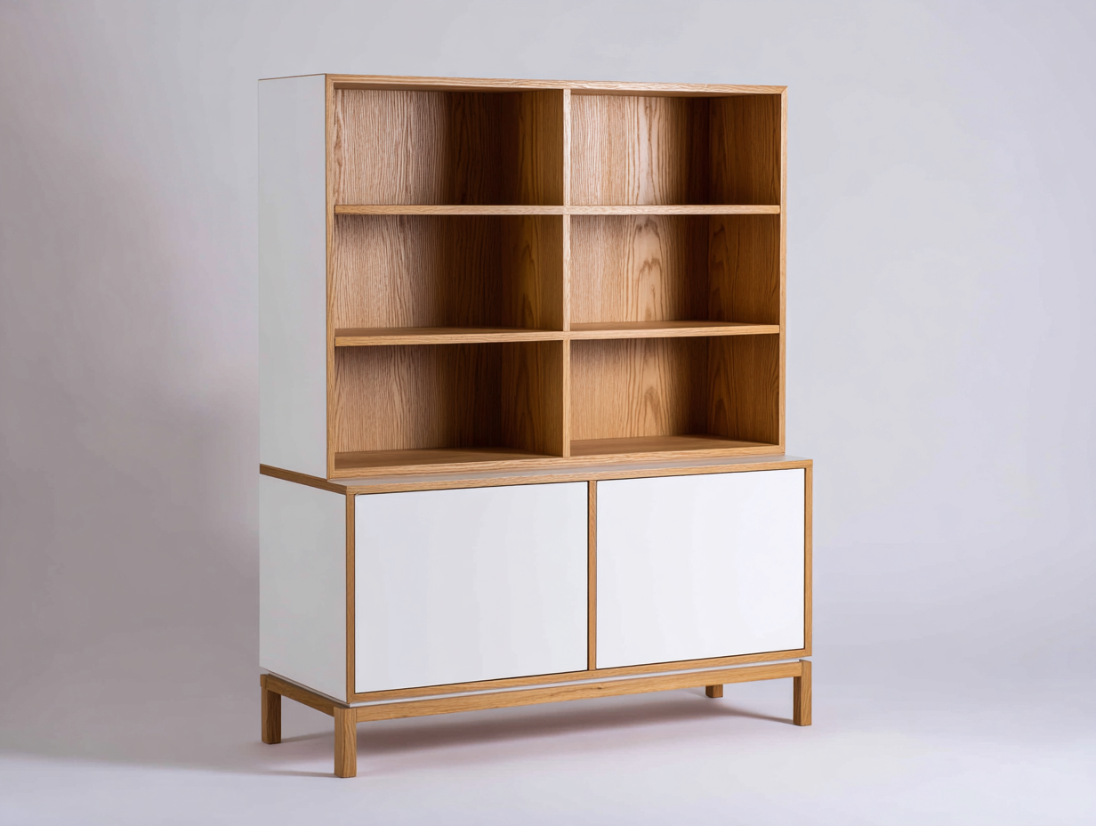 Estantería 100x40x140 cm madera blanco y original - diseño moderno con almacenamiento-Cottamart