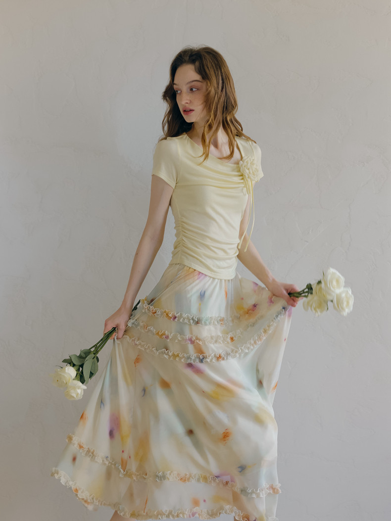 Buy Elegant Watercolor Floral Skirt - Megustas