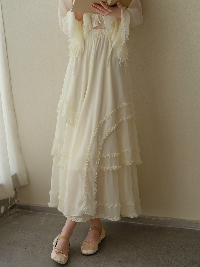 Off-Shoulder Ruffle Tiered Long Sleeve Set