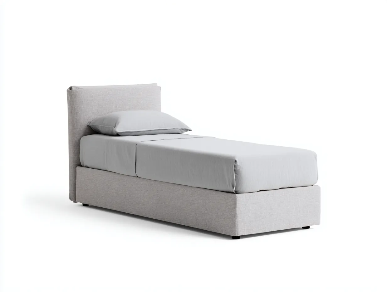 Camas individuales tela 200x90x95 cm gris claro para dormitorio diseño moderno-Nestgethome