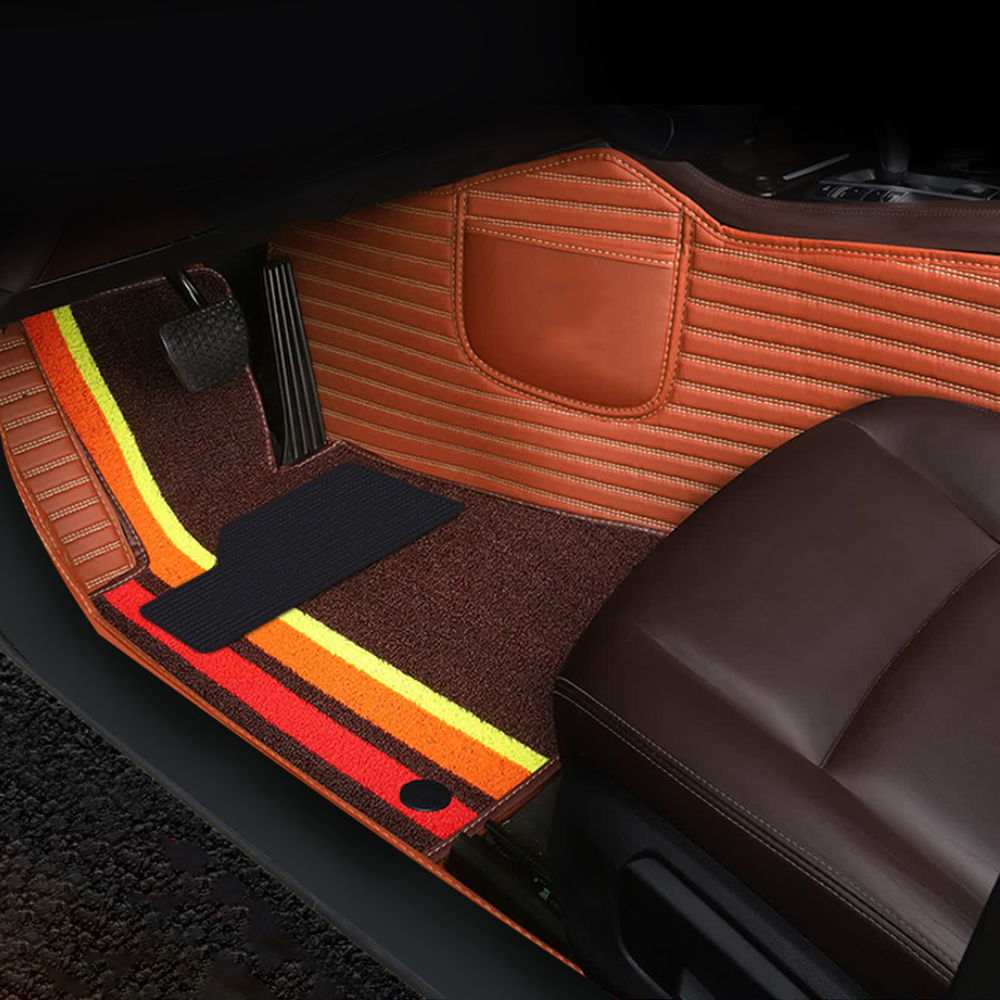 Double Layer Car Floor Mats 5D Luxury Leather Special Car Mats 