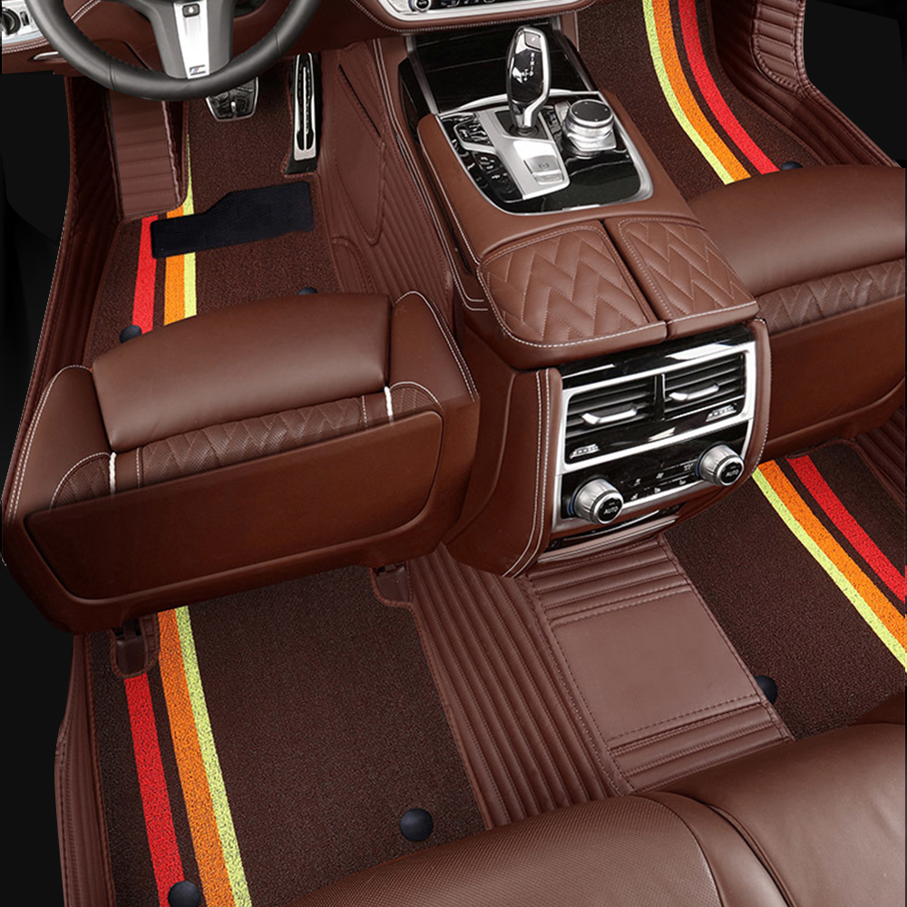 Double Layer Car Floor Mats 5D Luxury Leather Special Car Mats 