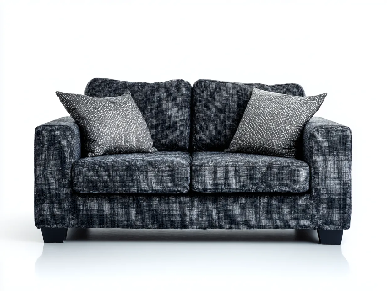 Sofás 2 plazas tela 155x85x80 cm gris oscuro compacto salón moderno-Roomgoden