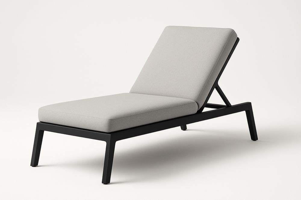 Leżak tarasowy stalowy poliester Kremowy