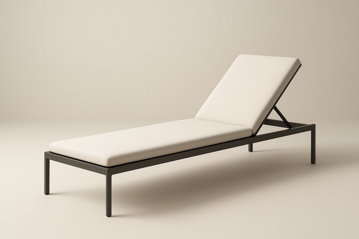 Leżak ogrodowy z metalu z kremowym obiciem i regulacją