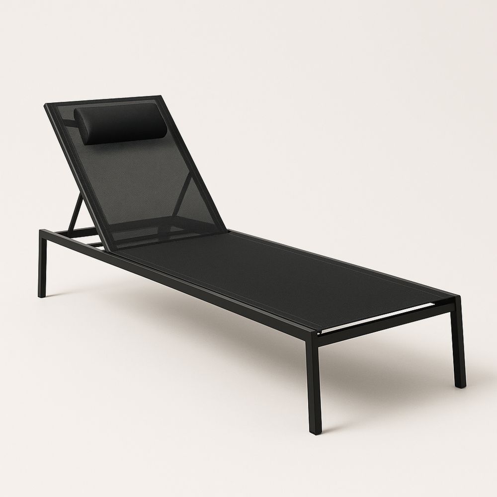 Leżak aluminiowy z tkaniną textilene czarny 200x65x35 cm