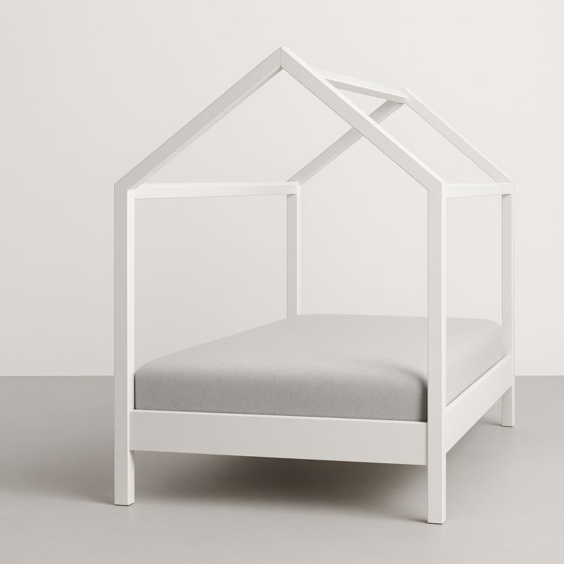 Łóżko domek dziecięce białe drewno 200x90 cm