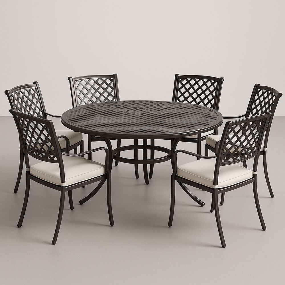 Zestaw mebli ogrodowych aluminiowy okrągły czarny