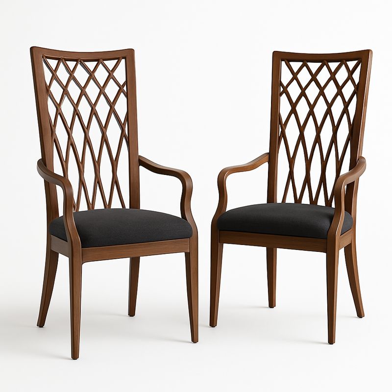 Zestaw 2 krzeseł drewnianych z ciemnografitowym siedziskiem