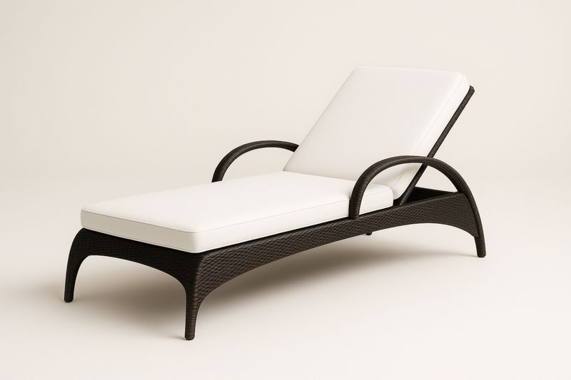 Leżak ogrodowy z technorattanu z białą poduszką