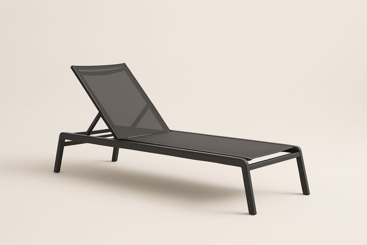 Leżak ogrodowy aluminiowy czarny z tkaniną poliestrową
