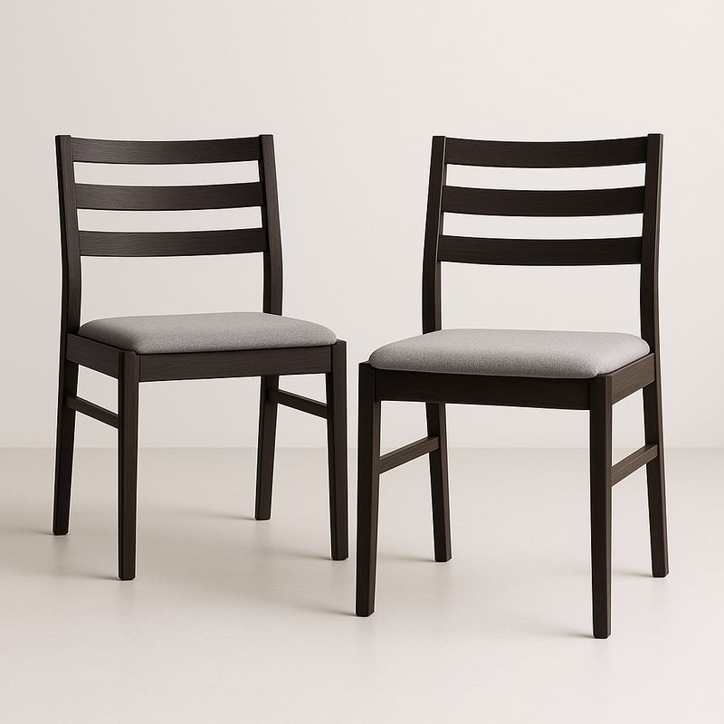 Zestaw 2 krzeseł drewnianych z szarym siedziskiem