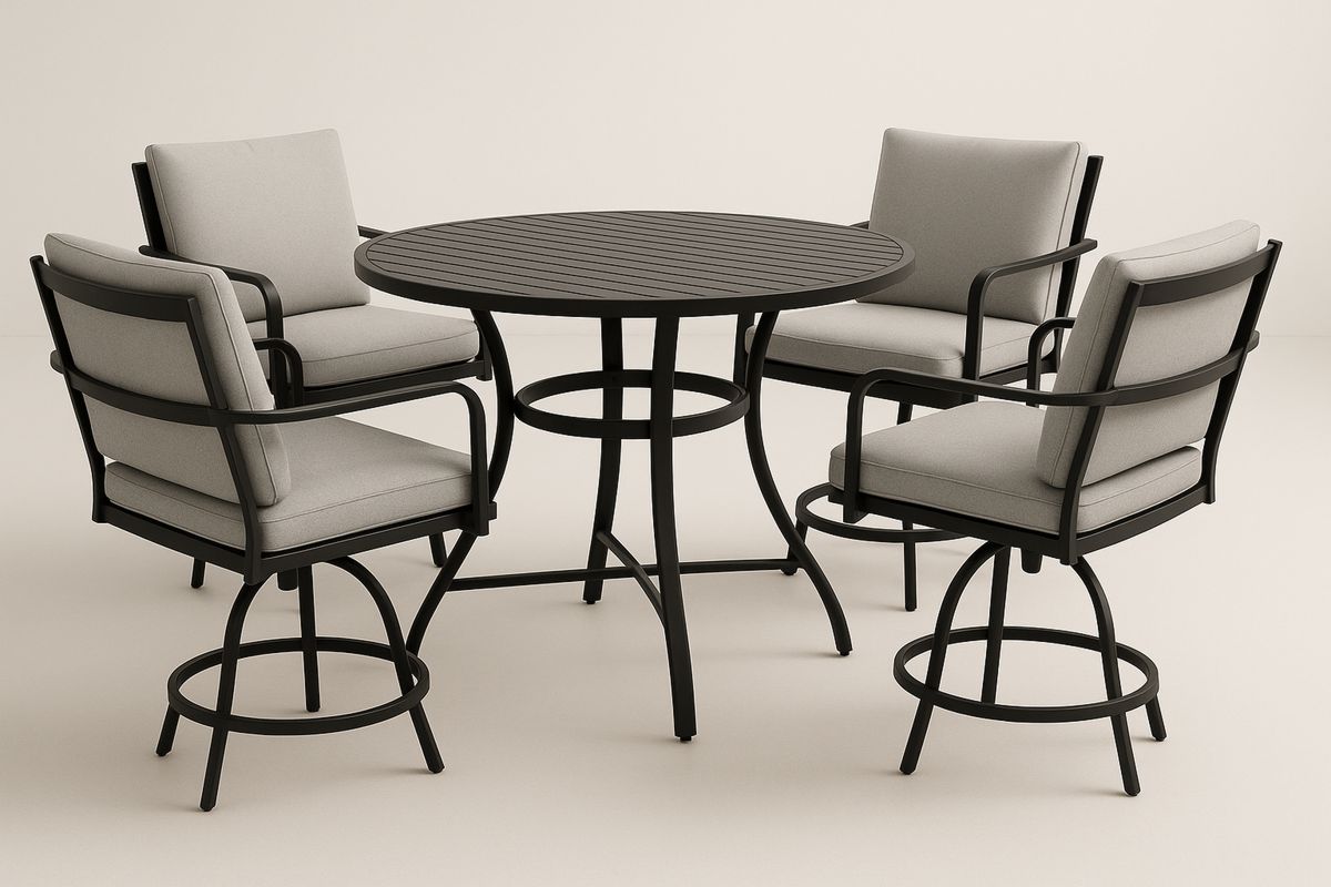 Zestaw ogrodowy z okrągłym stołem i 4 krzesłami z aluminium i stali