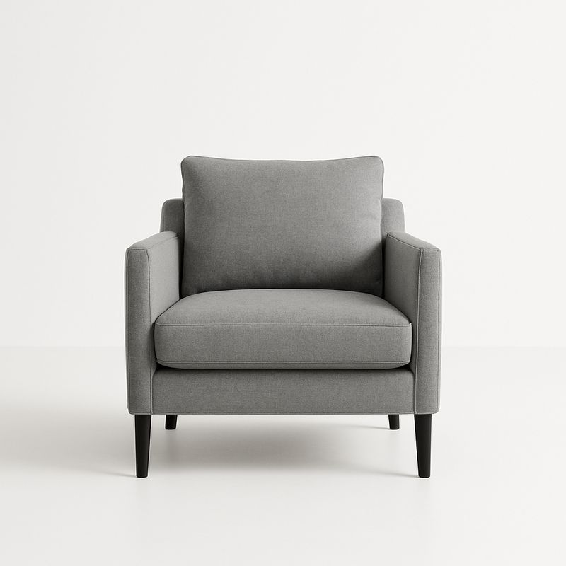 Fotel z tkaniną poliestrową i drewnianymi nogami Szary