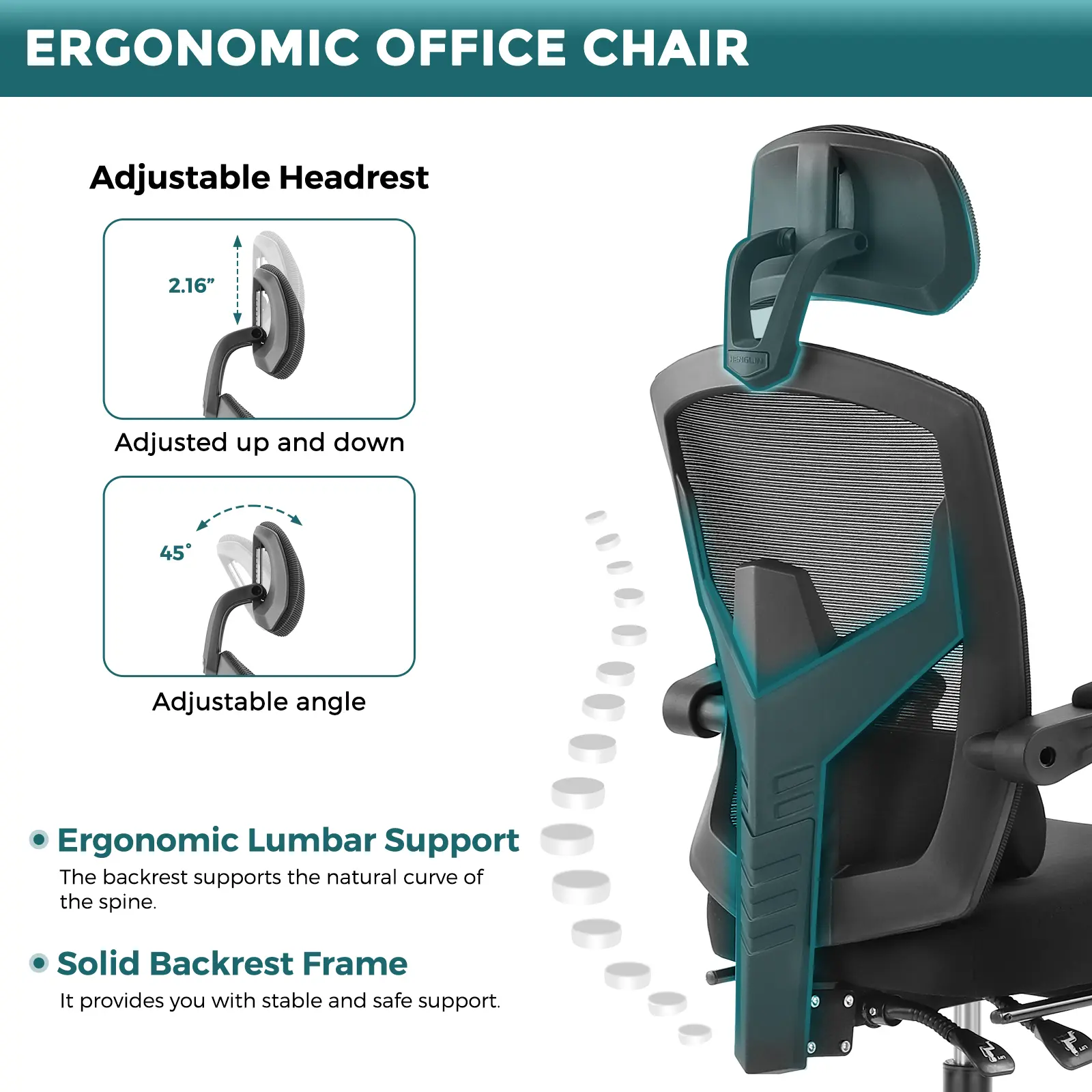 Ergonomic Office Chair with Foot Rest and Adjustable Headrest, Mesh Swivel Rolling Task Chair, Height Adjustable, Office Gifts