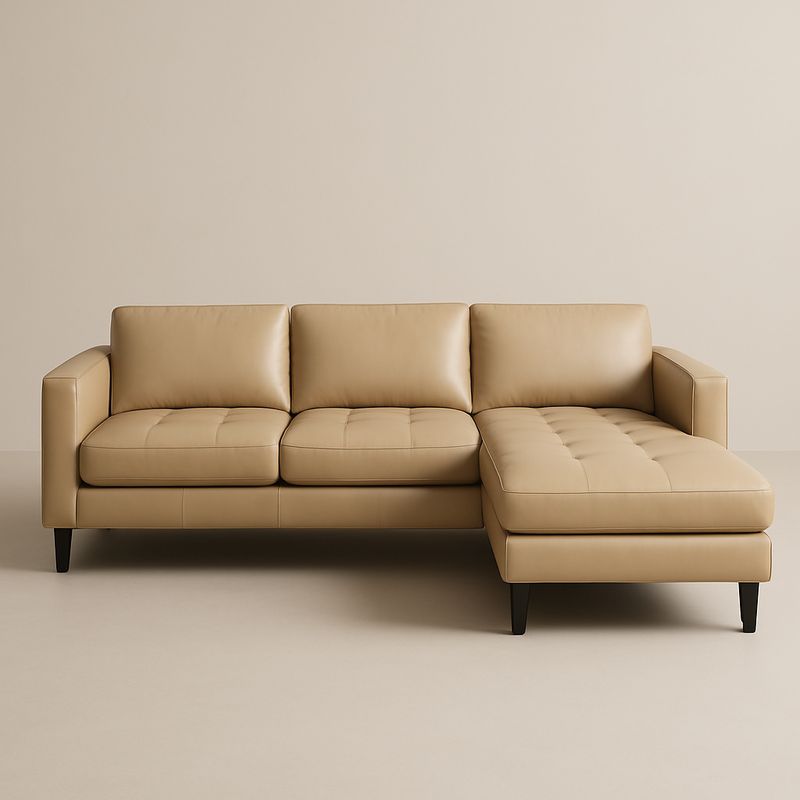 Narożnik ze skóry syntetycznej beżowy z pianką bukową