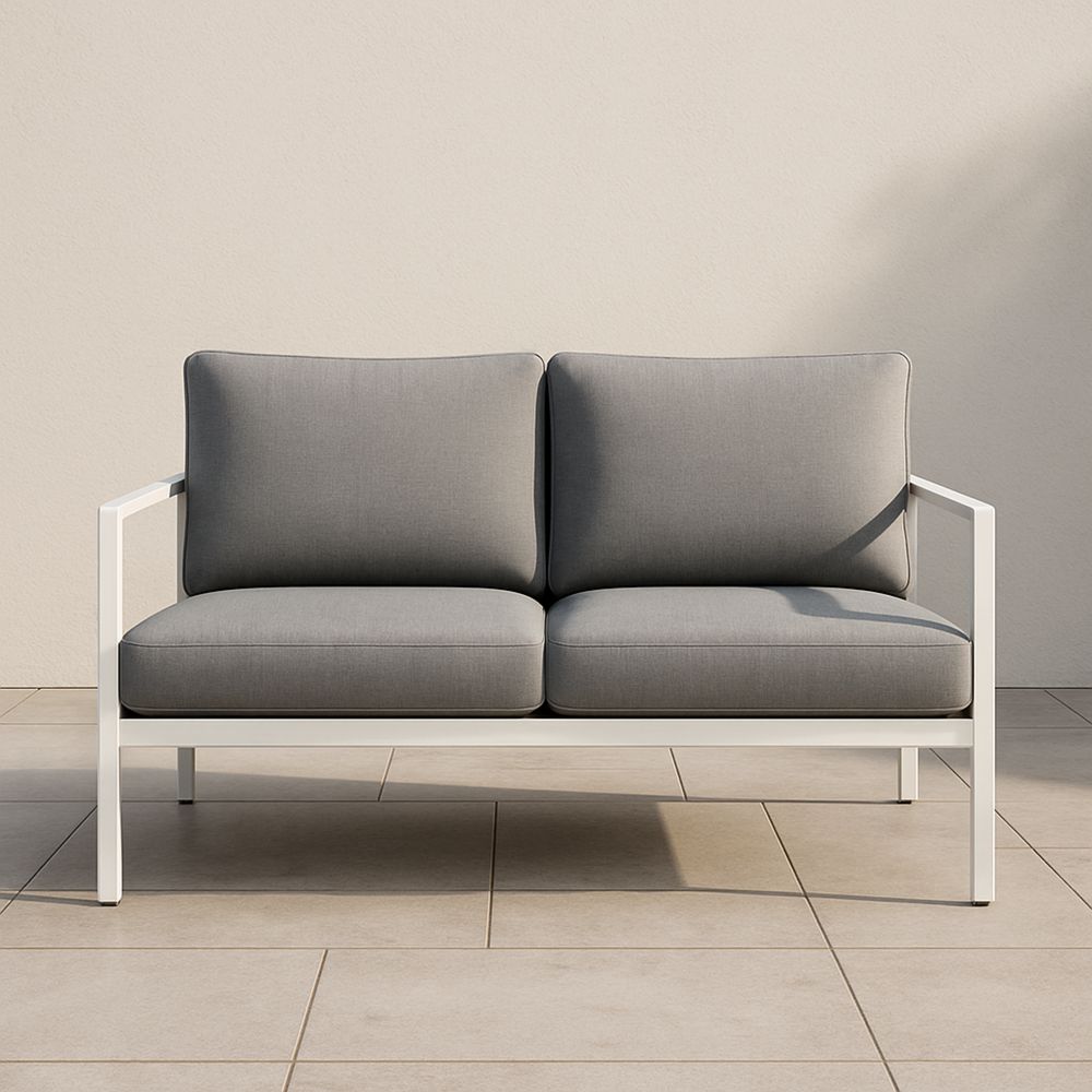 Sofa dwuosobowa aluminiowa szara z poduszkami
