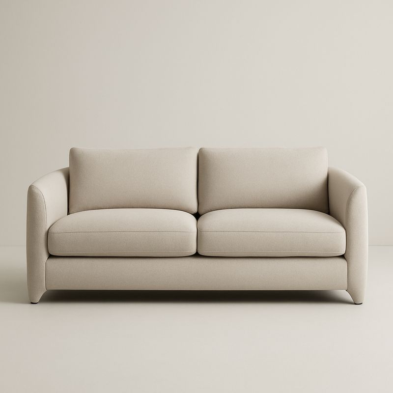 Sofa dwuosobowa beżowa tkanina poliester 200cm