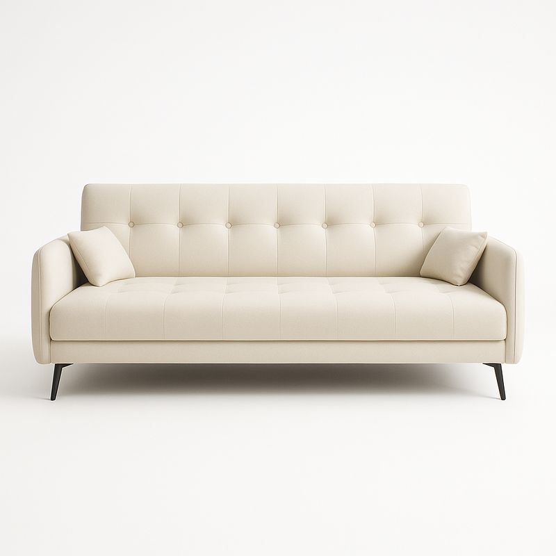 Sofa rozkładana tkanina jasnobeżowa 200 cm