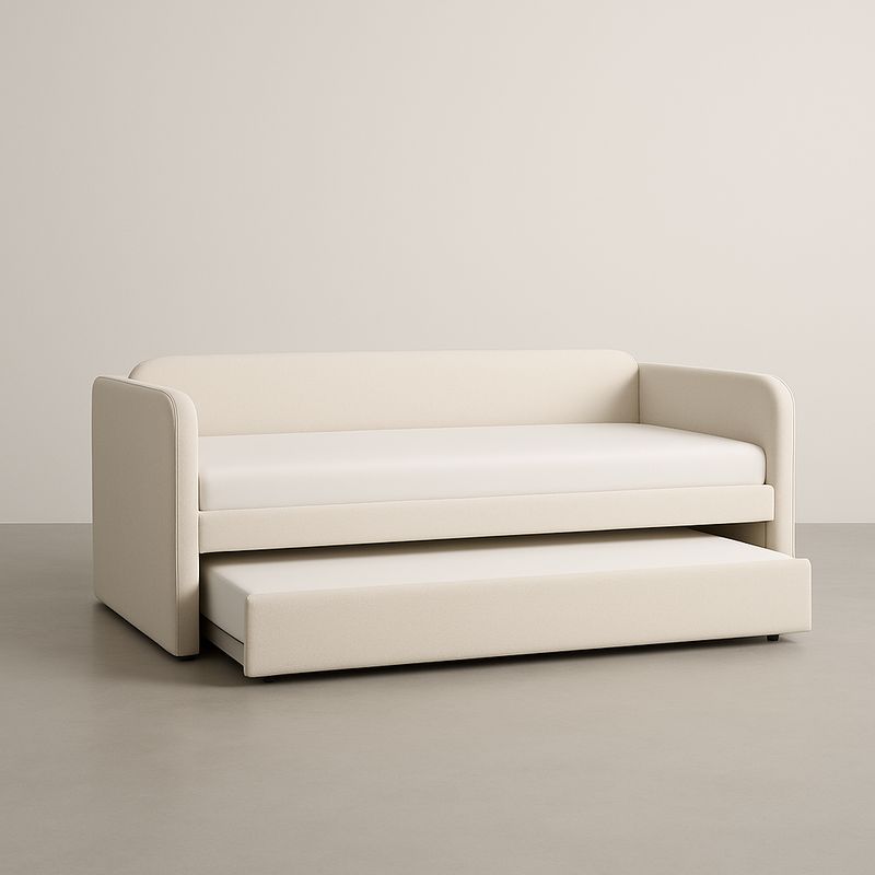 Łóżko wysuwane tkanina beżowa 90x200 cm