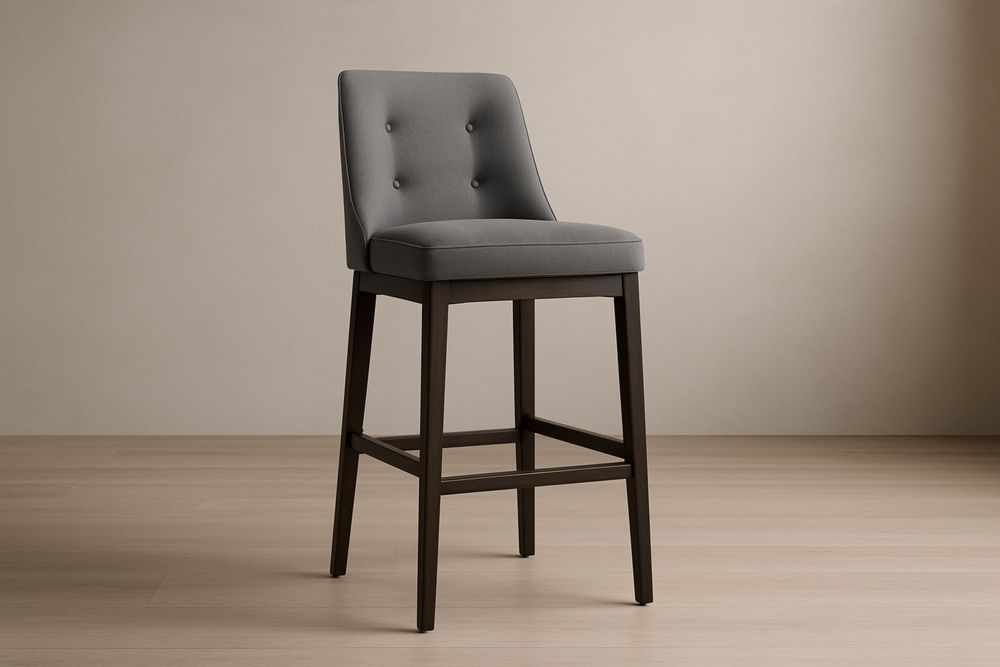 Stołek Barowy z Oparciem Poliester Drewno 100x75x45 cm