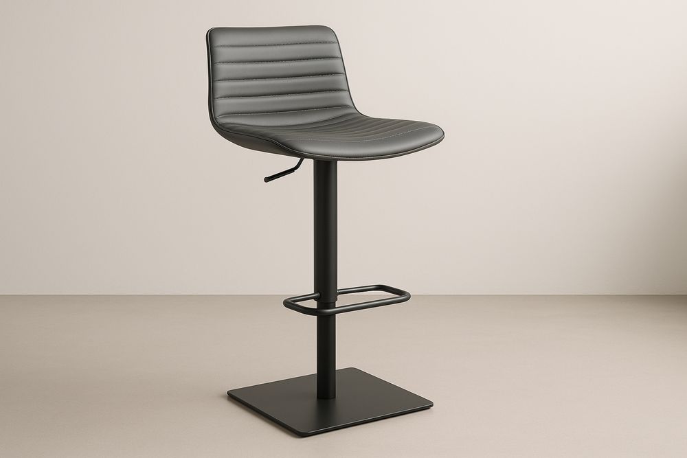 Szare krzesło barowe z ekoskóry z regulacją wysokości