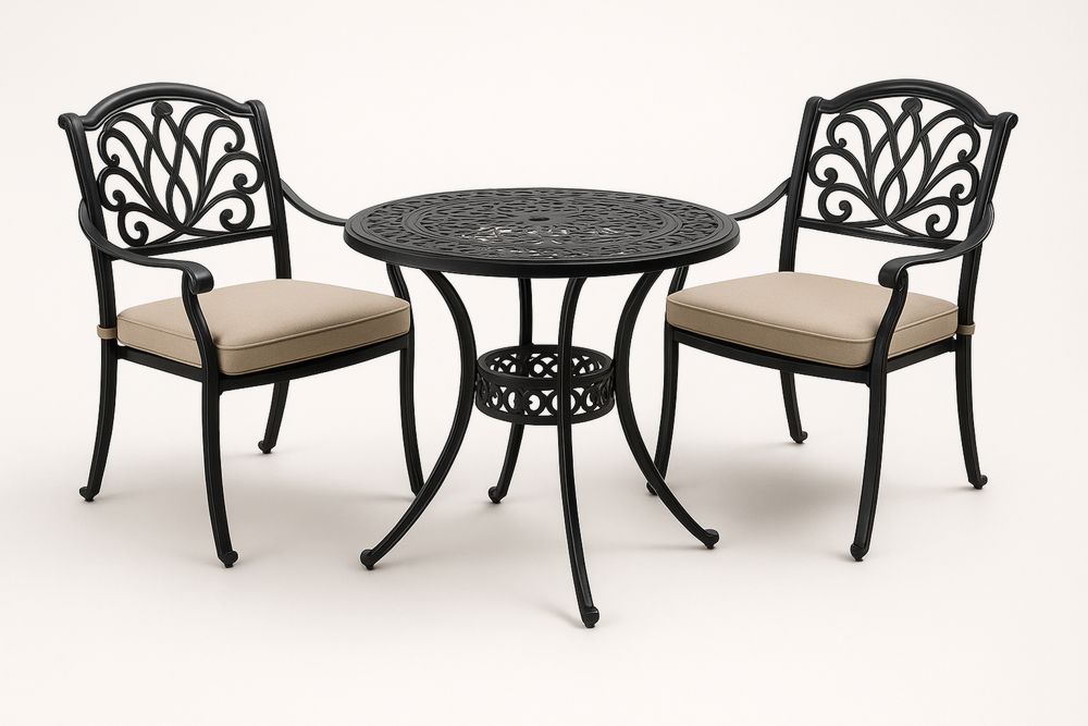 Zestaw mebli ogrodowych z aluminiowym stołem i krzesłami z poduszkami