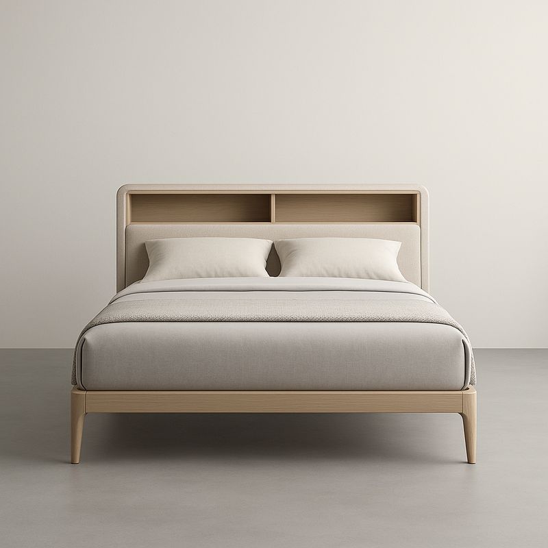 Drewniane łóżko podwójne z półkami 200x160 cm