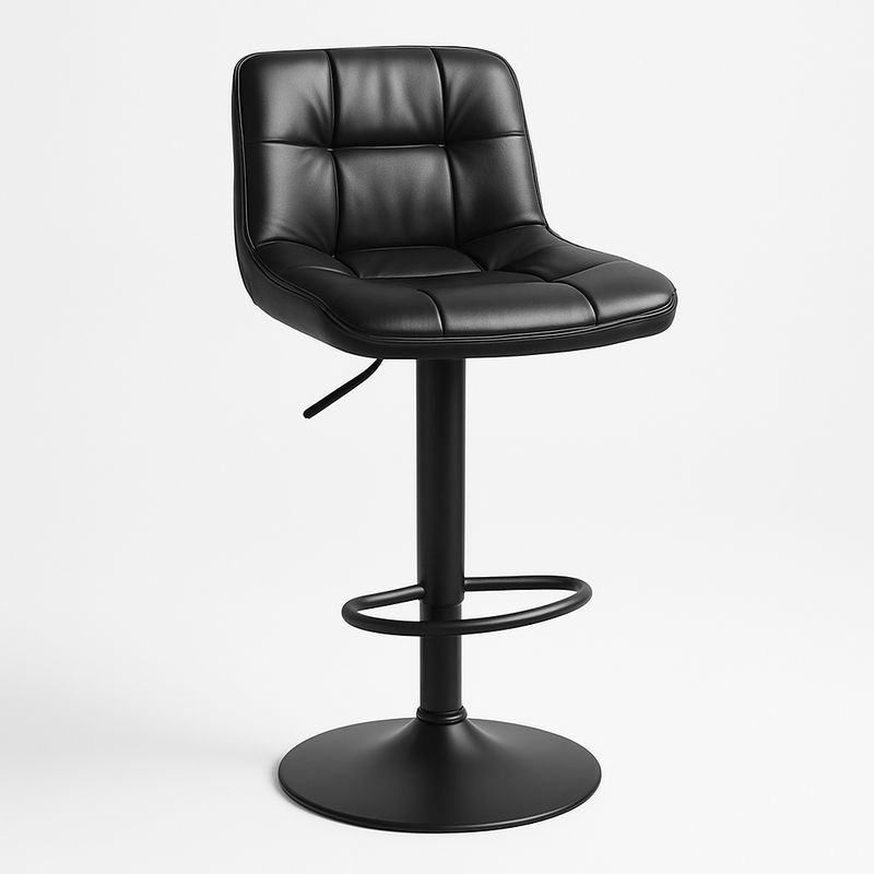 Krzesło barowe metalowe z czarną ekoskórą i regulacją wysokości