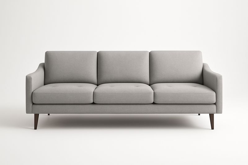 Sofa 210×85×85 cm, tapicerka poliester, pianka PU, rama lite drewno bukowe, kolor szary