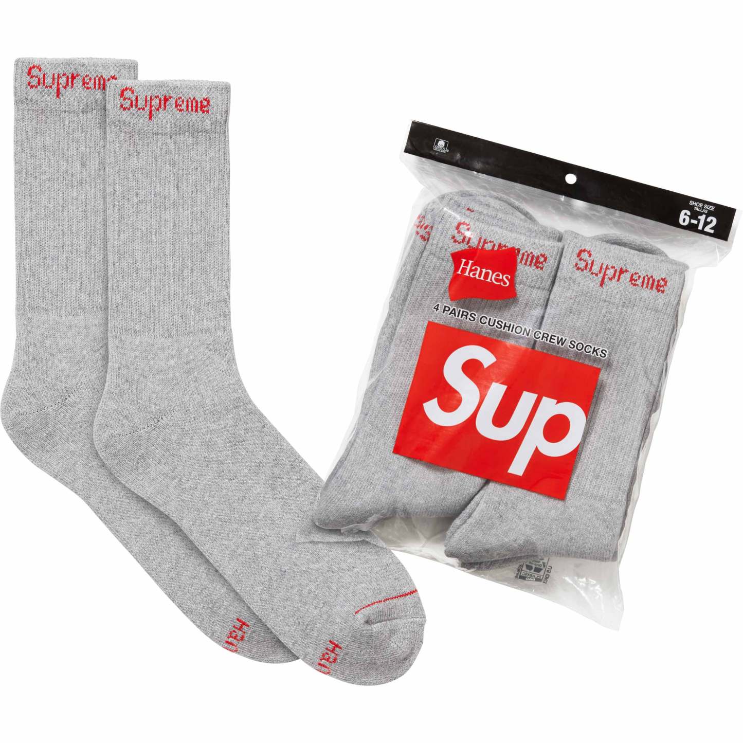 Supreme?/Hanes? Crew Socks (4 Pack)