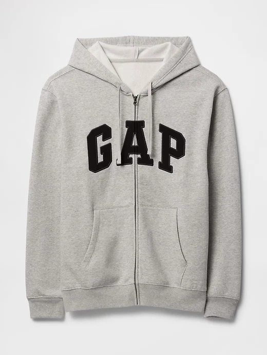 Unisex Relaxed Logo Print Zip Hoodie