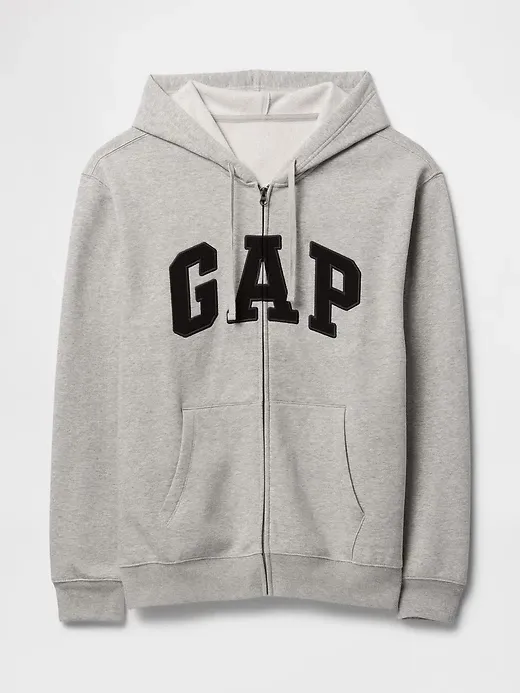 Unisex Relaxed Logo Print Zip Hoodie