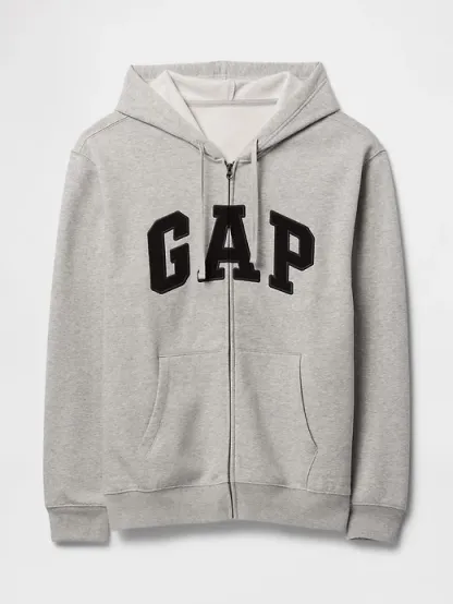Unisex Relaxed Logo Print Zip Hoodie